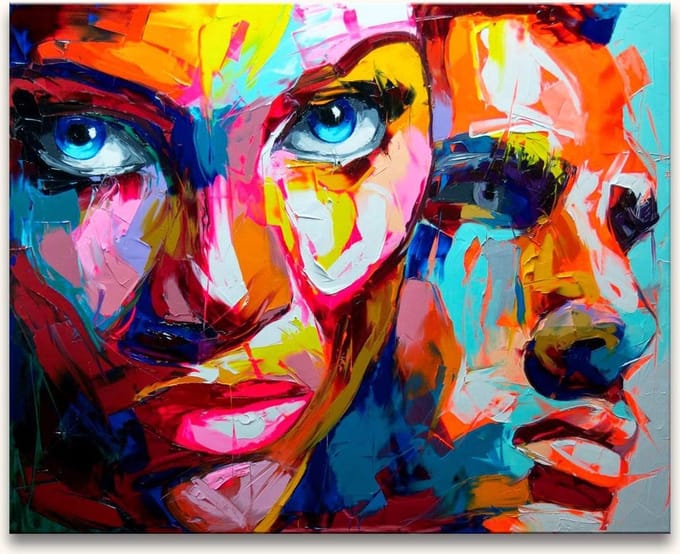 Handgeschilderd schilderij Olieverf op Canvas - Vibrant Lovers