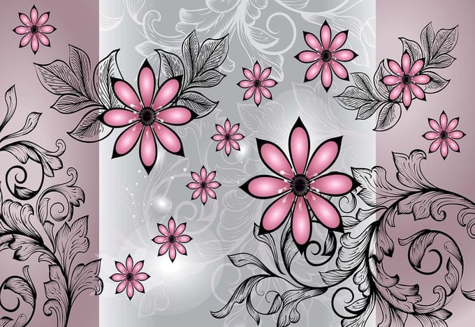 Fotobehang Flowers Floral Pattern | XL - 208cm x 146cm | 130g/m2 Vlies