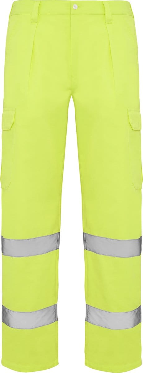 High Visibility Broek Fluor Geel / met reflecterende band size 44