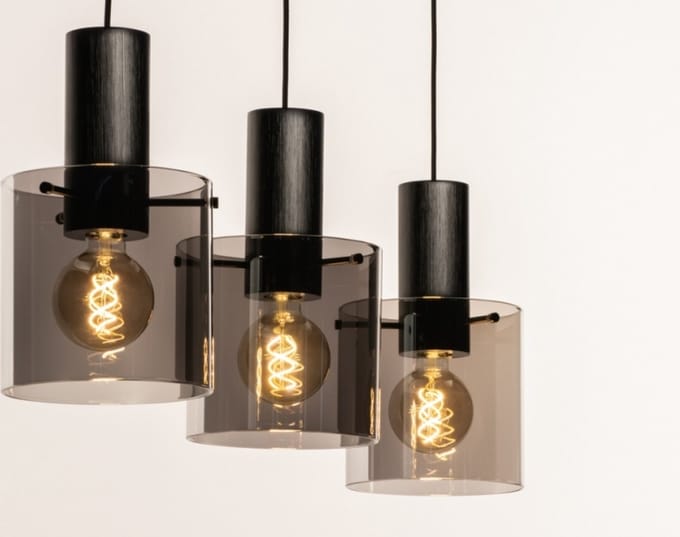 Lumidora Hanglamp 74576 - MORRIS - 3 Lichts - E27 - Zwart - Glas