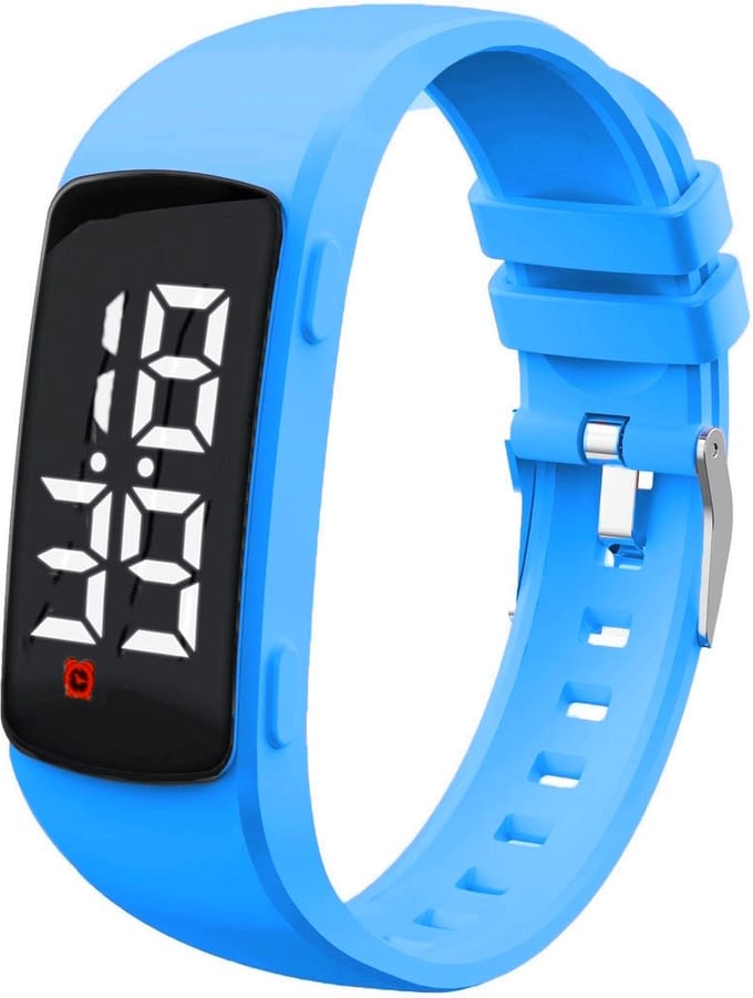 Medicijn/plashorloge - 15 alarmen -langwerpig -helder blauw- USB oplaadbaar