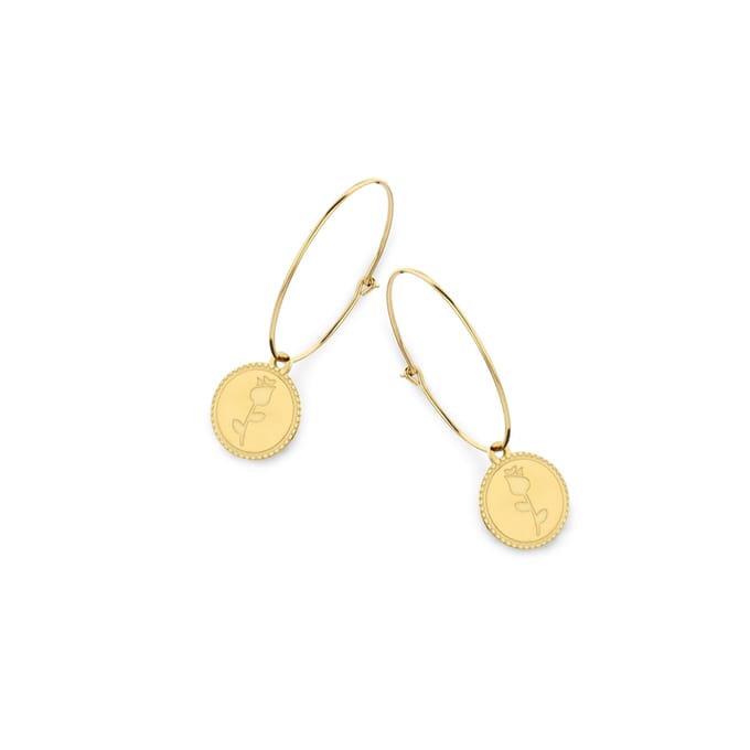 CO88 Collection Celestial 8CE-70046 Stalen Oorringen - Ovaal 25 mm - Roos - Goudkleurig