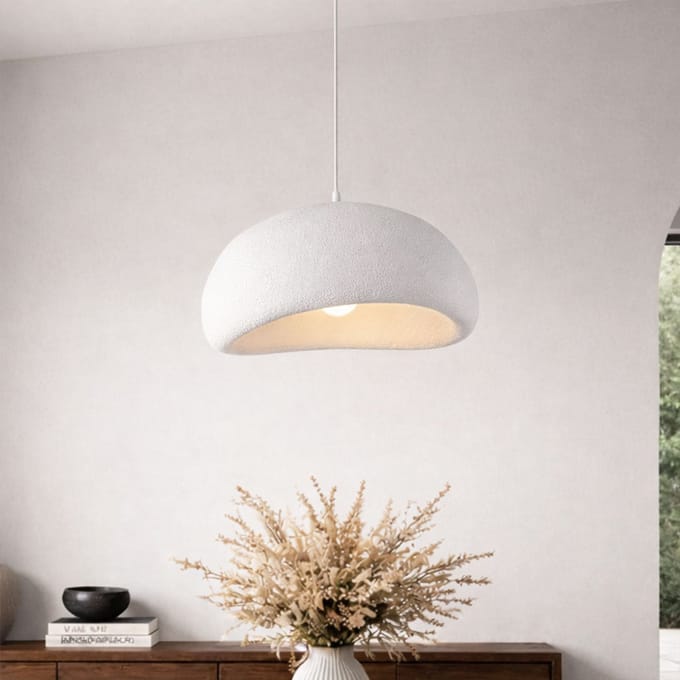 Milton & Oldbrook Japandi Hanglamp Ø 60 cm Tuzla Wit Steenlook