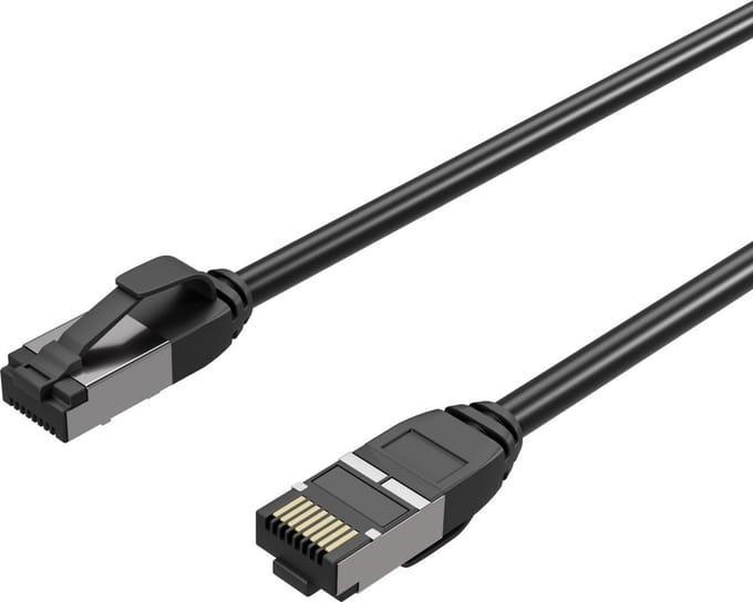 Flexline®-Patchkabel CAT. 8.1 U/FTP PIMF, extra dünn TPE schwarz 0,25m