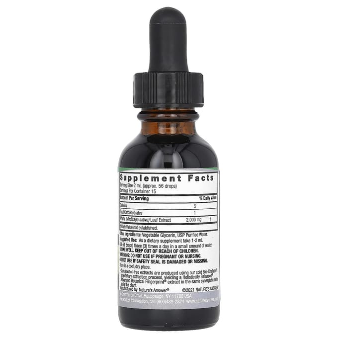 Nature'S Answer, Alfalfa, Alcoholvrij, 2.000Mg, 30Ml(1 fl oz)