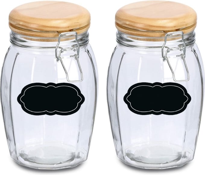 Weckpot/inmaakpot - 4x - 1.2L - glas - met beugelsluiting - incl. etiketten