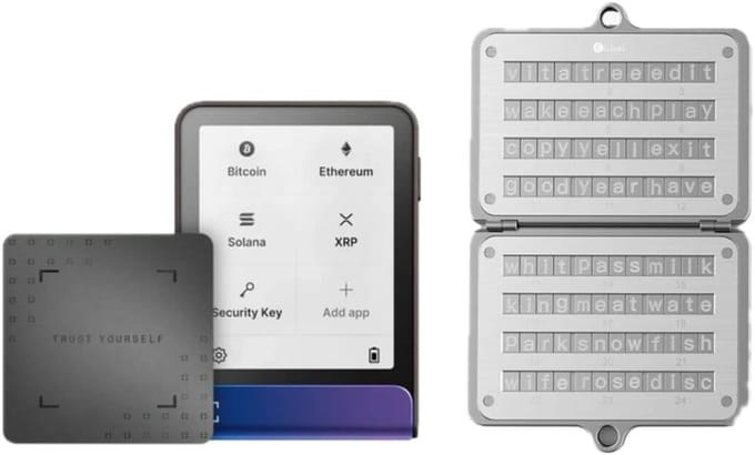 Ledger Flex Neptune Blue Voordeelbundel + Ledger Recovery Key + Ellipal Seed Phrase Steel - Crypto Hardware Wallet met Touchscreen
