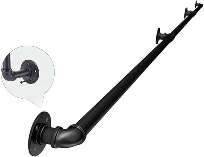 Wandleuning Beugels - Trapleuning Ondersteuning - Veilige Traploop - Roestwerende Coating - 120 cm Lengte - Mat Zwart