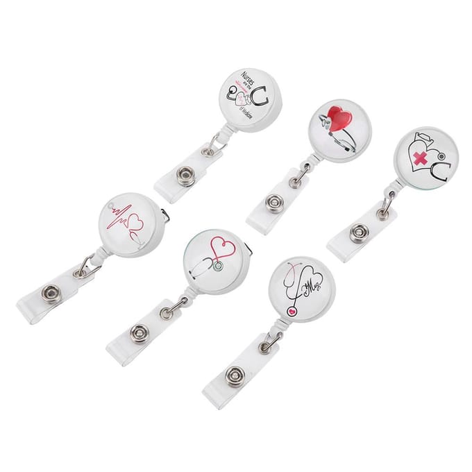 Intrekbare Badge Reel Clip Draagbare Verpleegkundige ID Naamkaart Badgehouders Accessoire white