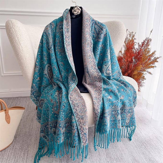 Reisponcho Warm Kasjmier Sjaal Dames Luxe Dikke Deken Winter Bufanda Sjaal Print Wikkels Pashmina Vrouwen Stola's 68x180cm black