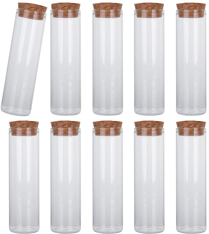ZEYNOMAX- Proefbuis 40ml - Proefbuisje met kurk - 10 Stuks - Glas - Herbruikbaar - Compact ontwerp - Glasfles