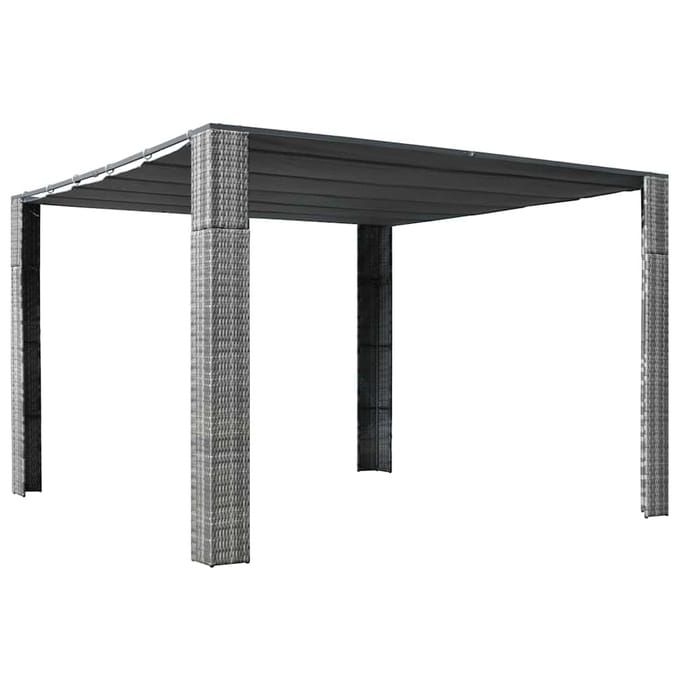 vidaXL - Prieel - met - dak - 300x300x220 - cm - poly - rattan - grijs - en - antraciet