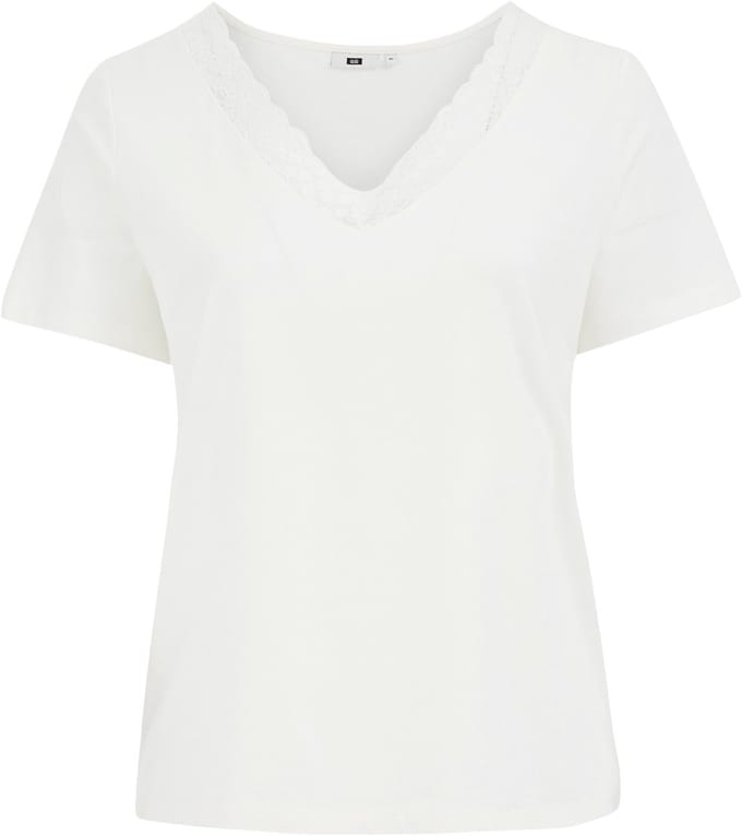 WE Fashion Dames T-shirt met kant - Curve