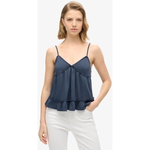 Superdry Gelaagd Jersey Camitopje Blauw Grootte: 44