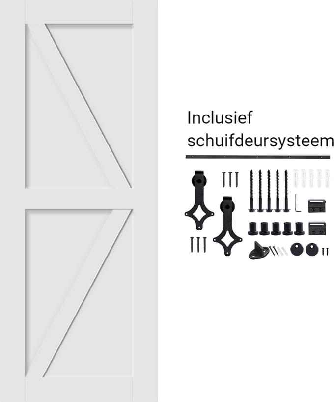 Houten schuifdeur wit geverfd met schuifdeursysteem bundel 2010