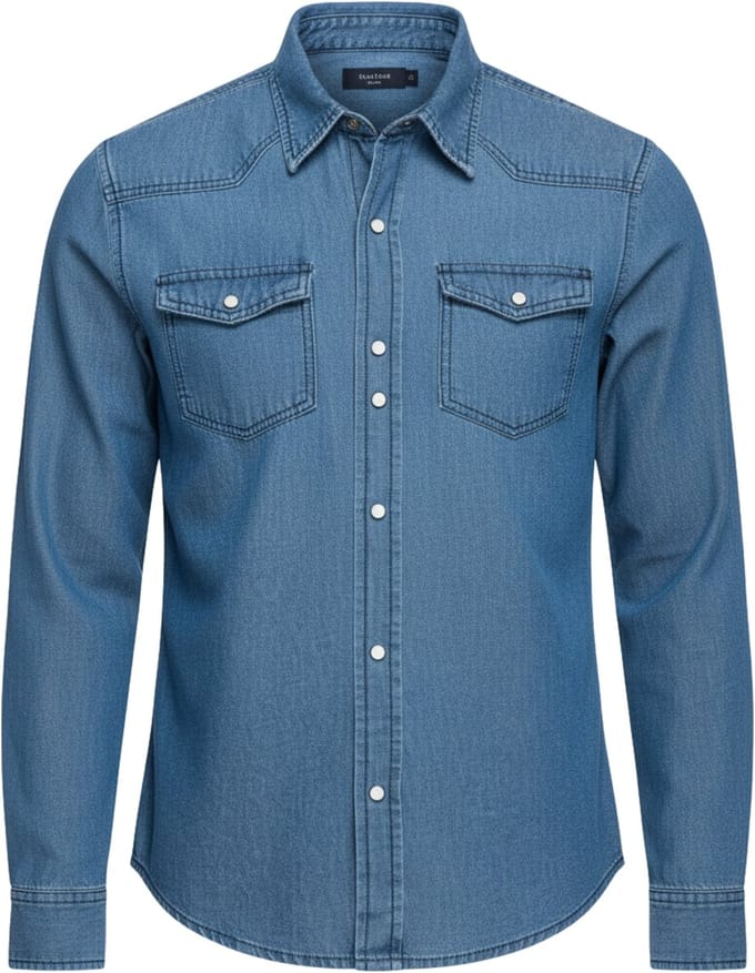 OMBRE Overhemd - Regular Fit - Katoen - Lange Mouw Jeansblauw S