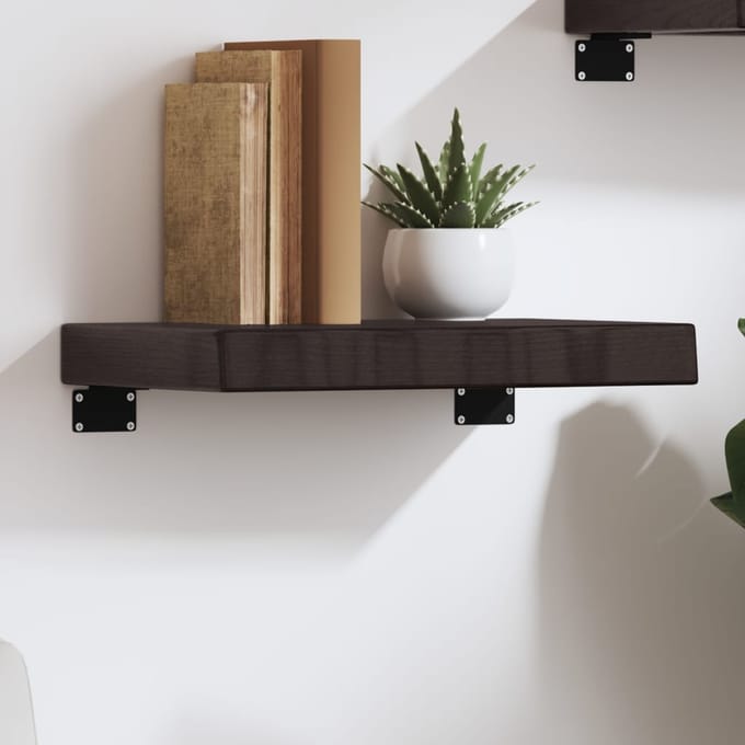 vidaXL - Wandschap - 40x30x(2-6)cm - behandeld - massief - eikenhout - donkerbruin