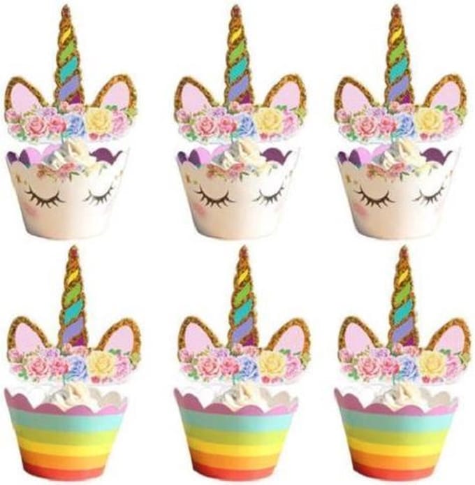 Cocktailprikkers - Taartprikkers - cupcakes - Unicorn - Regenboog - 48st
