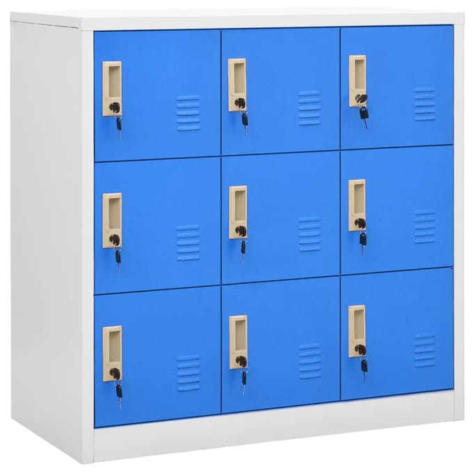vidaXL - Lockerkast - 90x45x92,5 - cm - staal - lichtgrijs - en - blauw