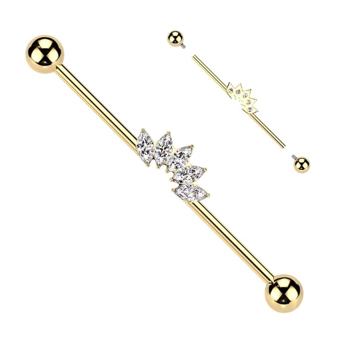 Industrial piercing titanium 5 Marquise fan - goud - LMPiercings