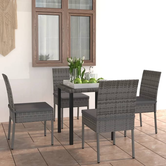 vidaXL - 5-delige - Tuinset - poly - rattan - grijs