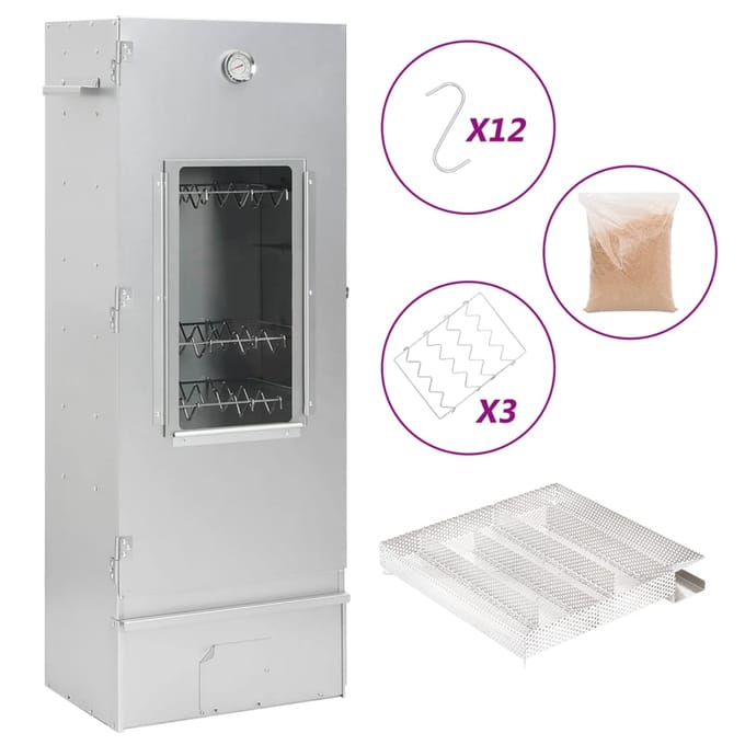 vidaXL - BBQ-rookoven - met - koude - rookgenerator - gegalvaniseerd - staal