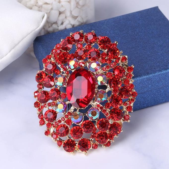 Broche exquise en verre de luxe avec strass en cristal de grande taille, accessoires de vêtements haut de gamme brown