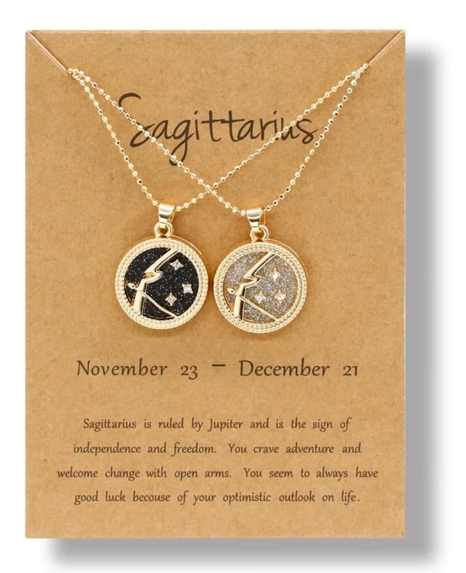 EmmyRovi Sterrenbeeld Ketting Boogschutter (Sagittarius) – Dubbele Ketting Set met Gratis Veterketting