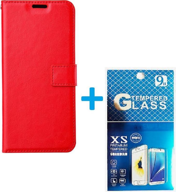 Portemonnee Book Case Hoesje + 2x Screenprotector Glas Geschikt voor: Nokia XR20 - rood