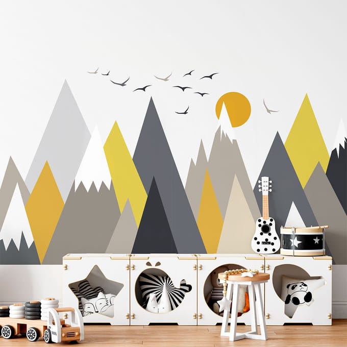 Kinderstickers van Scandinavische bergen, Lunaka, 100 x 150 cm