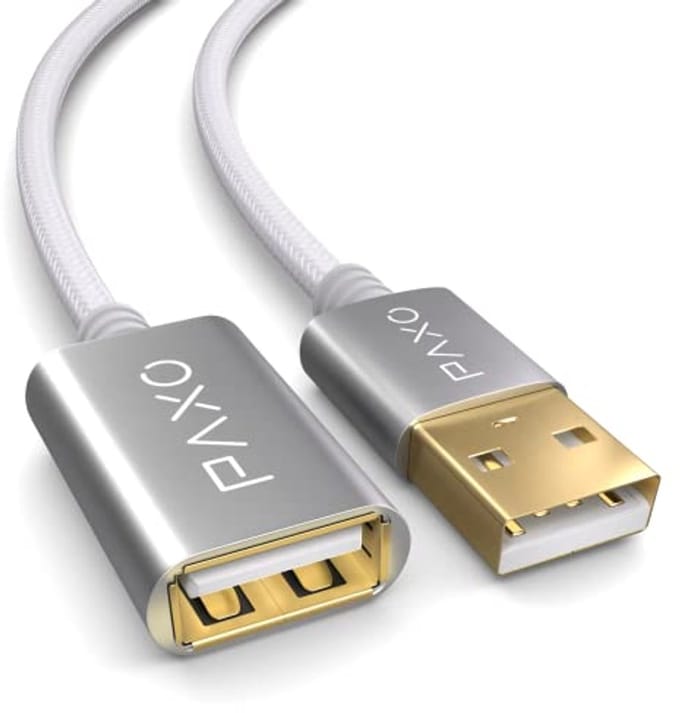 1m USB 2.0 verlengkabel - A-A, aluminium stekker, stoffen omhulsel