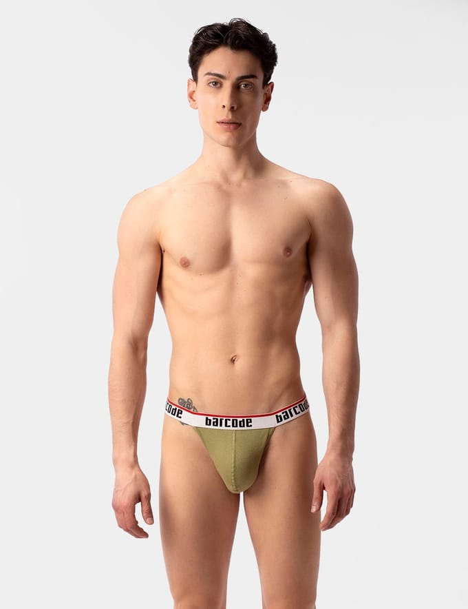 Barcode Berlin Miran Thong Grasslandbeige - MAAT M - Heren Ondergoed - String voor Man - Mannen Thong