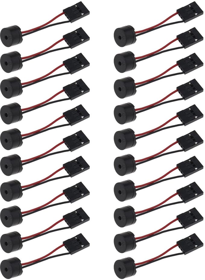 Allecto - 20 x Bip-code Interne Luidspreker - 4-pins Connector - Zwart en Rood - Computer Buzzer - Geschikt voor Desktop PC - 20 stuks