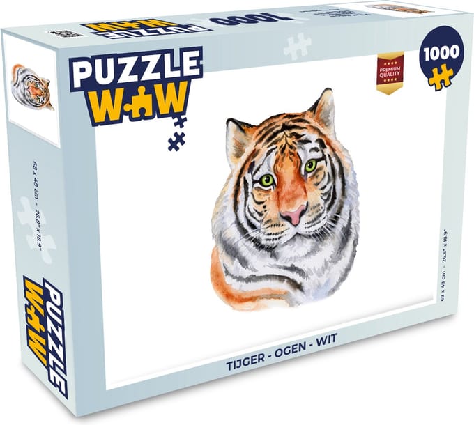 Puzzel Tijger - Ogen - Wit - Legpuzzel - Puzzel 1000 stukjes volwassenen