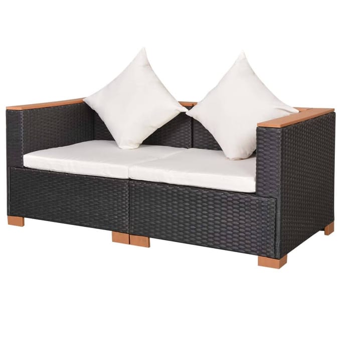 vidaXL - Tuinbank - poly - rattan - zwart