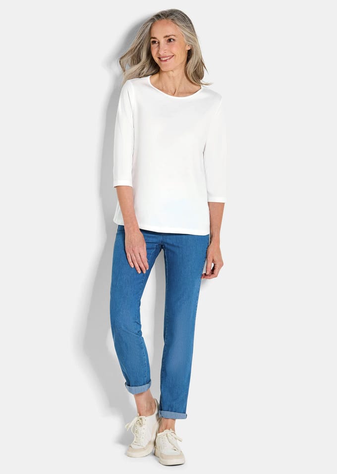 Basic shirt van interlock-jersey - gebroken wit - Gr. 44 van Goldner Fashion