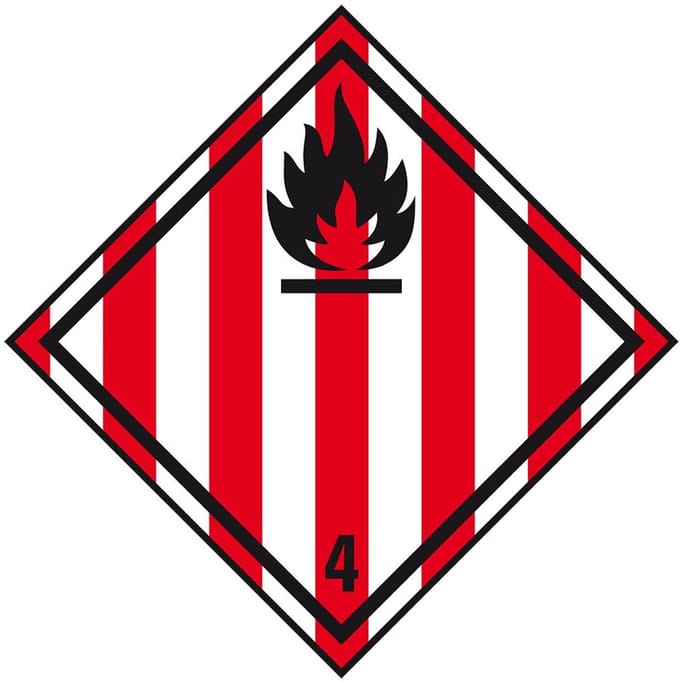ADR klasse 4.1 sticker brandbare vaste stoffen 200 x 200 mm