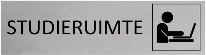 CombiCraft aluminium deurbordje Studieruimte - 165 x 45 mm met tape