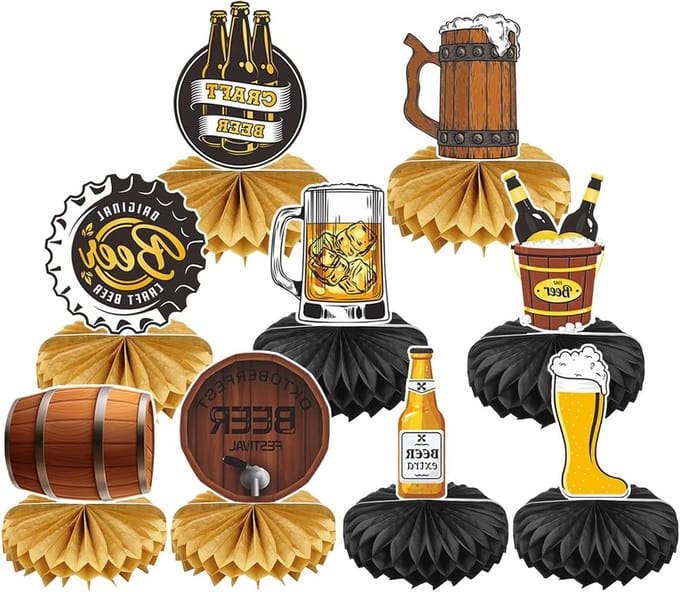 Allecto Plus - Oktoberfest Decoratie Set 3D Honeycomb Tafeldecoratie - 9 Stuks