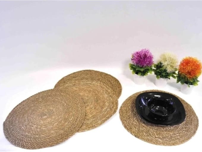 MONT KIARA Stro Placemat Supla Gebreide Bamboe Kwaliteit Set van 4