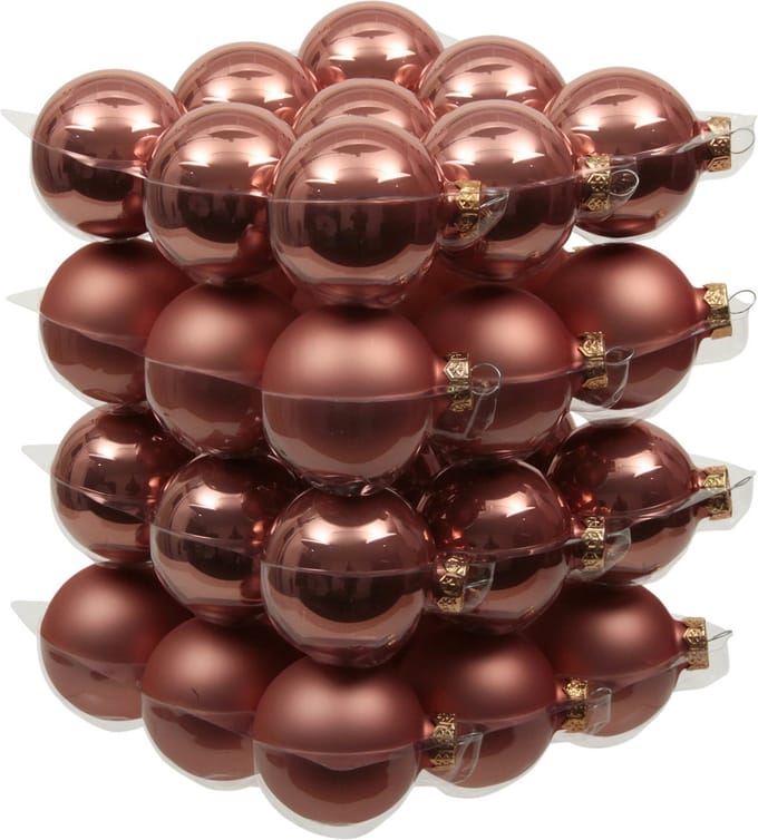Othmar Decorations kerstballen - 36x st - koraal roze - D6 cm - glas - kerstversiering
