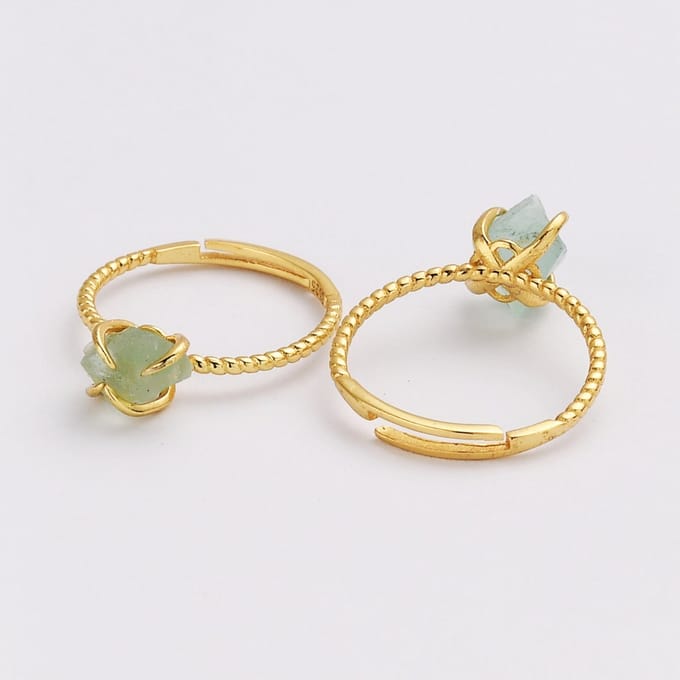 Gouden Ring Dames – Cadeau voor vrouwen – Verstelbare Ring met Fluoriet Edelsteen – Starlyte