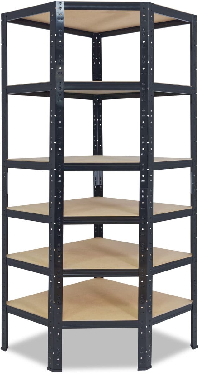 Shelfplaza BLACK hoekstelling - 230x90x60 cm - zwart - 6 planken