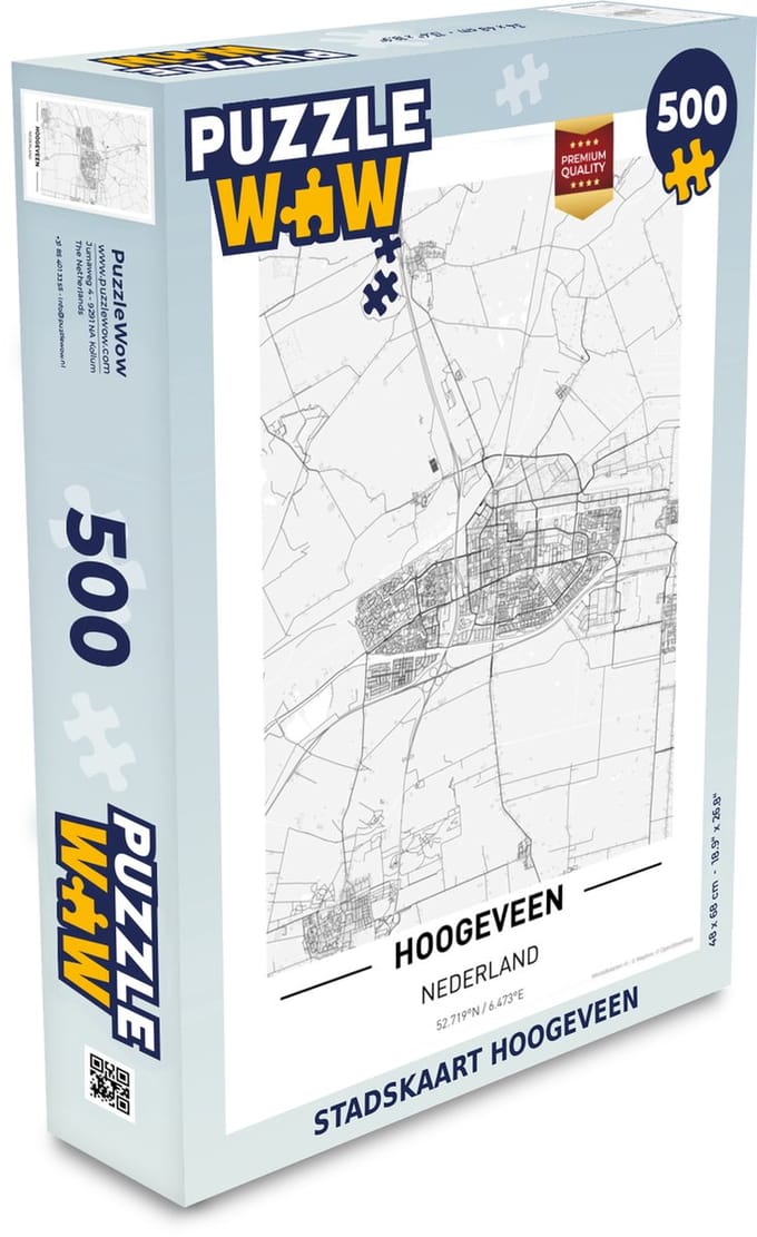 Puzzel Stadskaart Hoogeveen - Legpuzzel - Puzzel 500 stukjes - Plattegrond