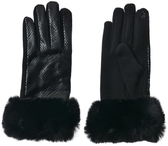 Clayre & Eef Handschoenen Winter 9x23 cm Zwart Polyester