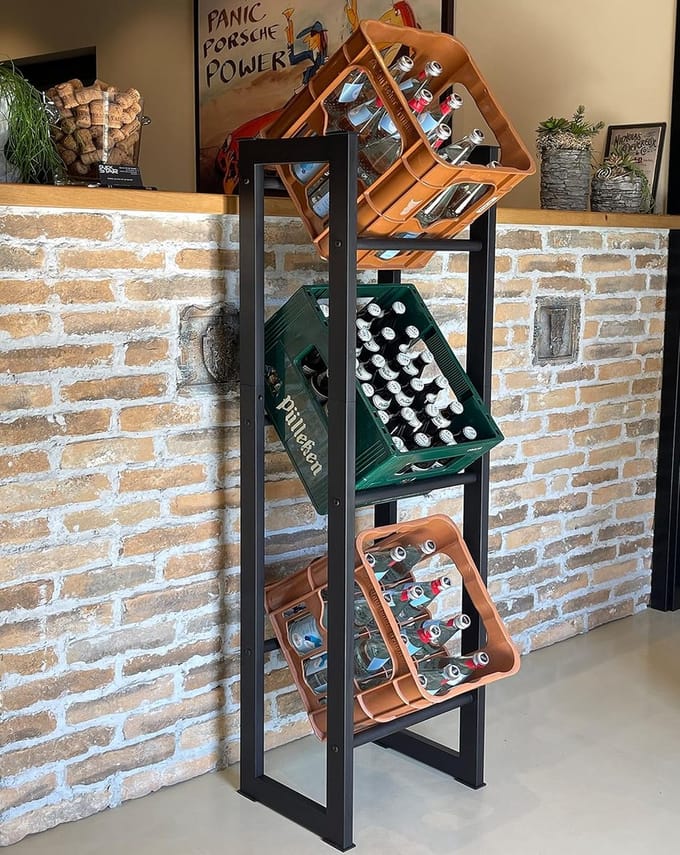 Beverage Crate Holder voor 3 Kratten - Staande Rack 39 x 30 x 140 cm