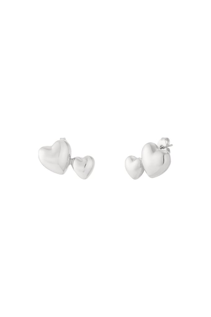Double Heart Studs Zilver