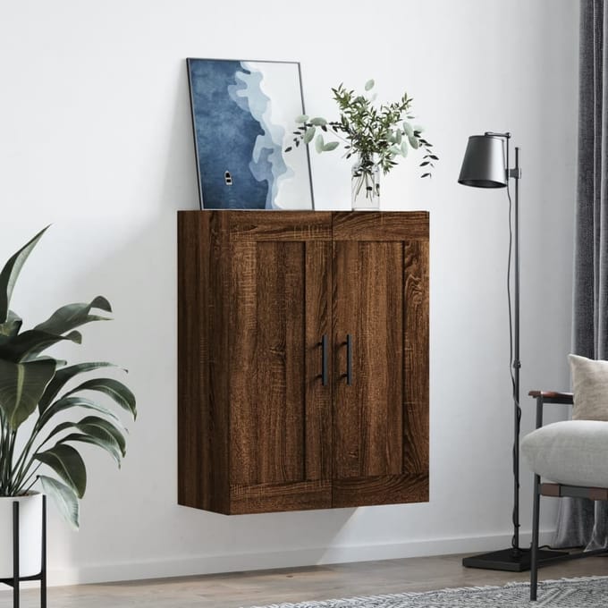 vidaXL - Wandkast - 69,5x34x90 - cm - bewerkt - hout - bruin - eikenkleur