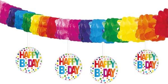 Folat - Happy Bday Stippen Slinger met Onderhanger - 4 meter