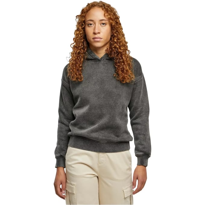 Urban Classics - Stone Washed Hoodie/trui - S - Zwart